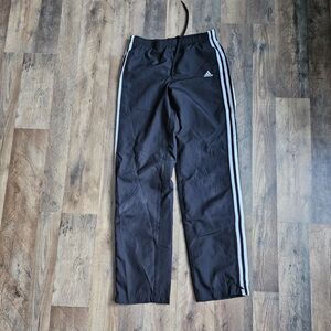 VTG Y2K Adidas Black 3-Stripe Track Pants Mens XS Baggy Wide Leg Athletic Gym